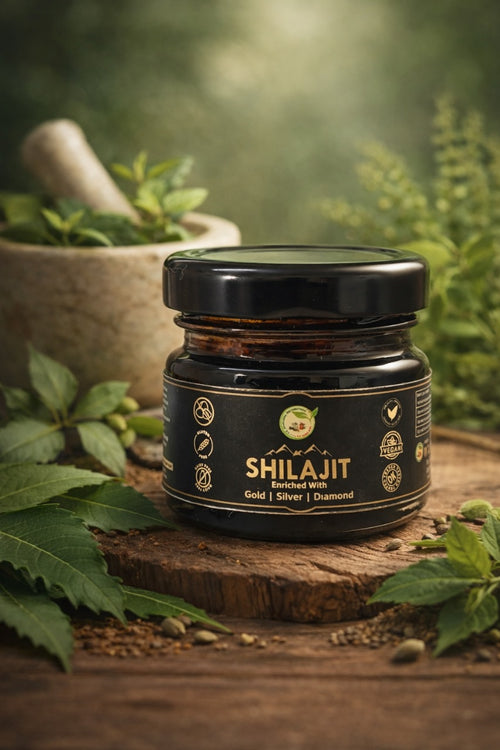 Pure Shilajit Resin – Enriched with Gold, Silver & Diamond